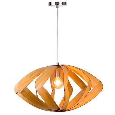 Lustre Pendente Em Madeira - Eye - 58 Cm