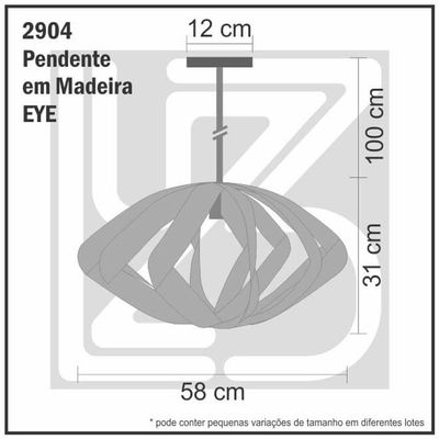 Lustre Pendente Em Madeira - Eye - 58 Cm