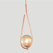 Lustre Pendente On Drop - Bronze Com Globo De Vidro âmbar