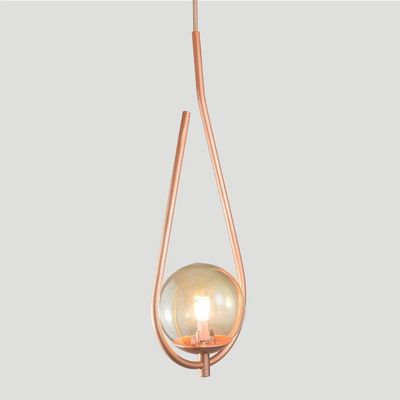 Lustre Pendente On Drop - Bronze Com Globo De Vidro âmbar