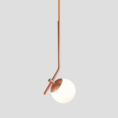 Lustre Pendente On Ly - Bronze Com Globo De Vidro Branco