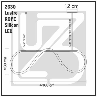 Lustre Design Moderno Rope 38w - Silicon Led 6000k - Preto