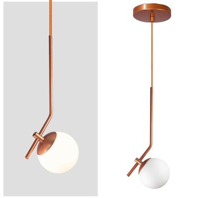 Lustre Pendente On Ly - Bronze Com Globo De Vidro Branco