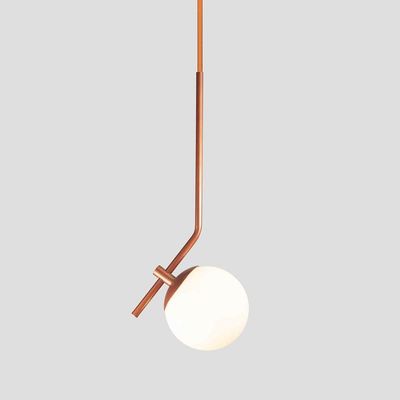 Lustre Pendente On Ly - Bronze Com Globo De Vidro Branco