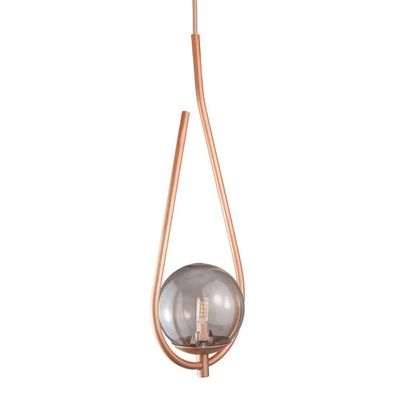 Lustre Pendente On Drop - Bronze Com Globo De Vidro Fumê