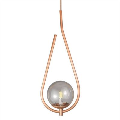 Lustre Pendente On Drop - Bronze Com Globo De Vidro Fumê