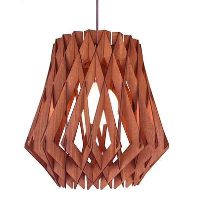 Lustre Pendente Em Madeira Favo - Jequitiba
