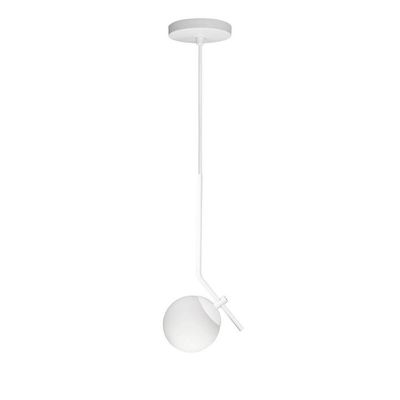 Lustre Pendente On Ly - Branco Com Globo De Vidro Branco