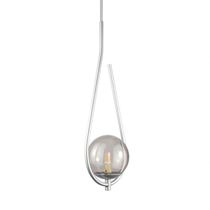 Lustre Pendente On Drop - Prata Com Globo De Vidro Fumê