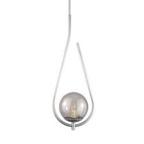 Lustre Pendente On Drop - Prata Com Globo De Vidro Fumê