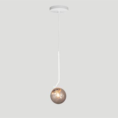 Lustre Pendente On Ly - Branco Com Globo De Vidro Fumê