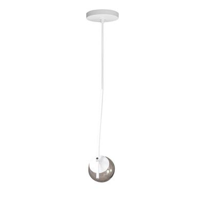 Lustre Pendente On Ly - Branco Com Globo De Vidro Fumê