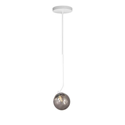 Lustre Pendente On Ly - Branco Com Globo De Vidro Fumê