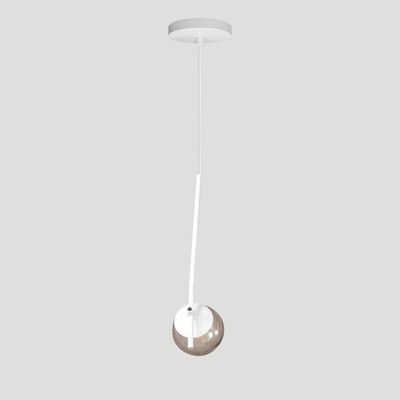 Lustre Pendente On Ly - Branco Com Globo De Vidro Fumê