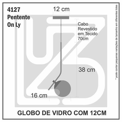 Lustre Pendente On Ly - Branco Com Globo De Vidro Fumê