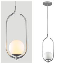 Lustre Pendente On Clip - Prata Com Globo De Vidro Branco