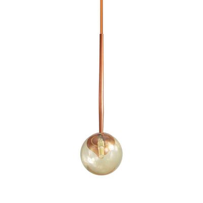 Lustre Pendente On Ly - Bronze Com Globo De Vidro âmbar
