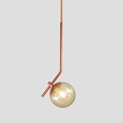 Lustre Pendente On Ly - Bronze Com Globo De Vidro âmbar