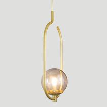 Lustre Pendente On Clip - Ouro Com Globo De Vidro Fumê