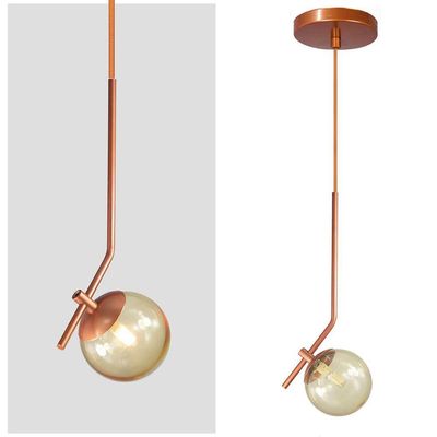 Lustre Pendente On Ly - Bronze Com Globo De Vidro âmbar