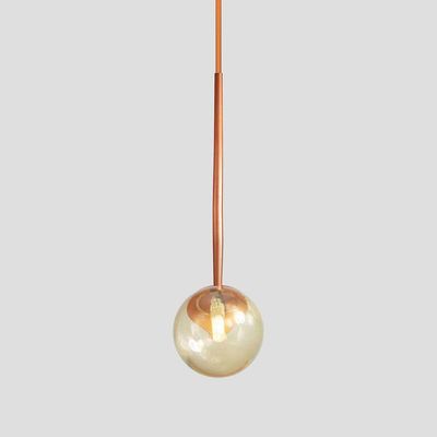 Lustre Pendente On Ly - Bronze Com Globo De Vidro âmbar