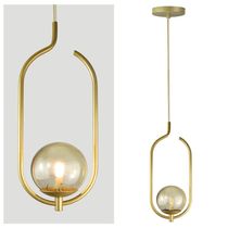 Lustre Pendente On Clip - Ouro Com Globo De Vidro âmbar