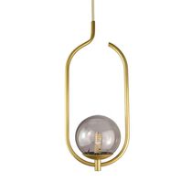 Lustre Pendente On Clip - Ouro Com Globo De Vidro Fumê