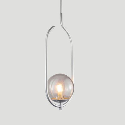 Lustre Pendente On Clip - Prata Com Globo De Vidro Fumê