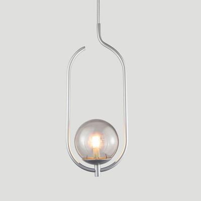 Lustre Pendente On Clip - Prata Com Globo De Vidro Fumê