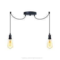 Lustre Aranha Com 2 Pendentes (2m Cabo Preto + Soquetes + Canopla)
