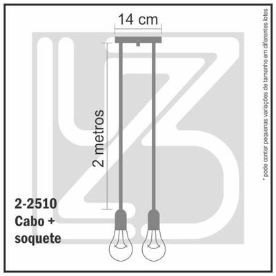 Lustre Aranha Com 2 Pendentes (2m Cabo Preto + Soquetes + Canopla)