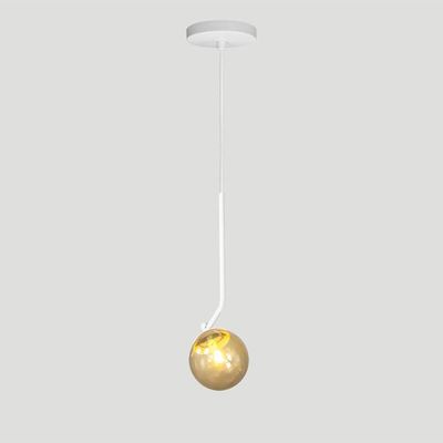 Lustre Pendente On Ly - Branco Com Globo De Vidro âmbar