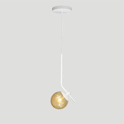 Lustre Pendente On Ly - Branco Com Globo De Vidro âmbar