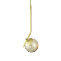Lustre Pendente On Ly - Dourado Com Globo De Vidro âmbar