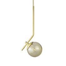 Lustre Pendente On Ly - Dourado Com Globo De Vidro âmbar