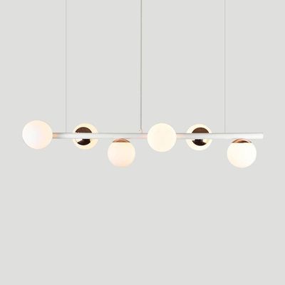 Lustre Pendente Figo Branco / Cobre - 6 Globos Esfera De Vidro Branco