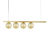Lustre Pendente Figo Ouro - 4 Globos Esfera De Vidro âmbar