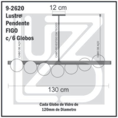 Lustre Pendente Figo Ouro - 9 Globos Esfera De Vidro Branco