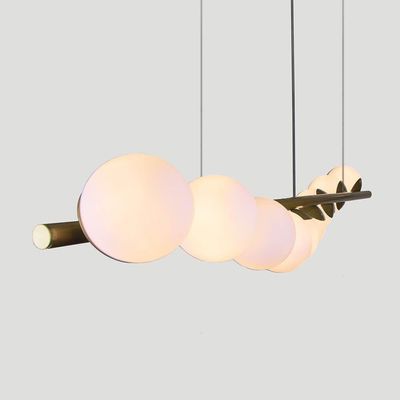 Lustre Pendente Figo Ouro - 9 Globos Esfera De Vidro Branco