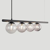Lustre Pendente Figo Preto - 4 Globos Esfera De Vidro Fumê