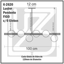Lustre Pendente Figo Ouro - 6 Globos Esfera De Vidro âmbar