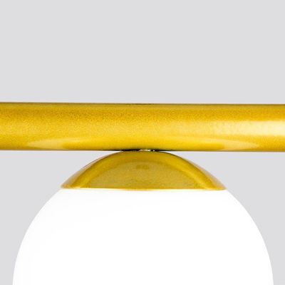 Lustre Pendente Figo Ouro - 6 Globos Esfera De Vidro Branco
