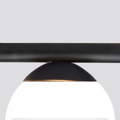 Lustre Pendente Figo Preto - 6 Globos Esfera De Vidro Branco