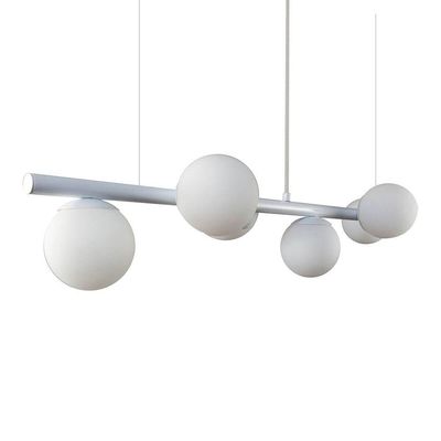 Lustre Pendente Figo Branco - 6 Globos Esfera De Vidro Branco