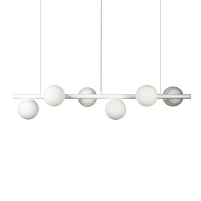 Lustre Pendente Figo Branco - 6 Globos Esfera De Vidro Branco
