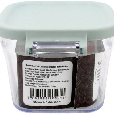 Pote Quadrado Plástico 750ml