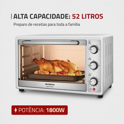 Forno Elétrico 52L Grand Family II Mondial Branco/Inox - FR-52-W 127V