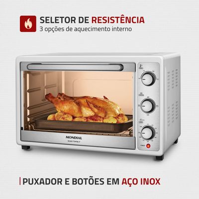 Forno Elétrico 52L Grand Family II Mondial Branco/Inox - FR-52-W 127V