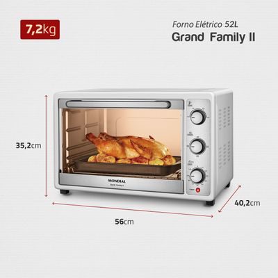 Forno Elétrico 52L Grand Family II Mondial Branco/Inox - FR-52-W 127V