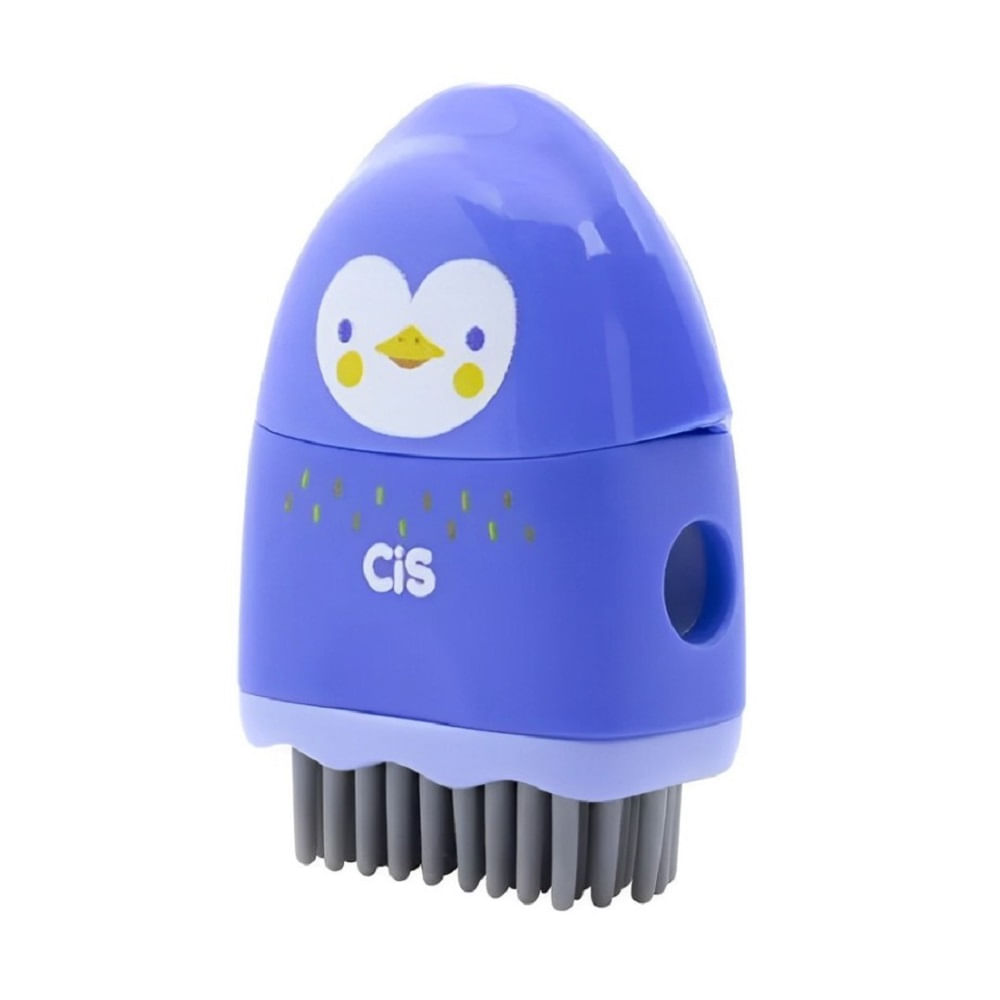 Apontador-Borracha-Vassourinha 3-em-1 Com Depósito Azul